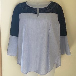 Brand New!! Van Heusen Navy Blue Striped Top